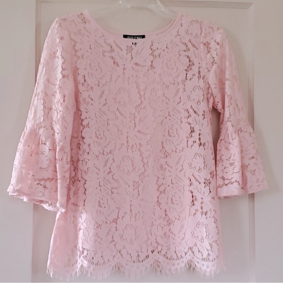 Roz & Ali Tops - BNWT Roz & Ali Lace Top Blouse Soft Pink XL